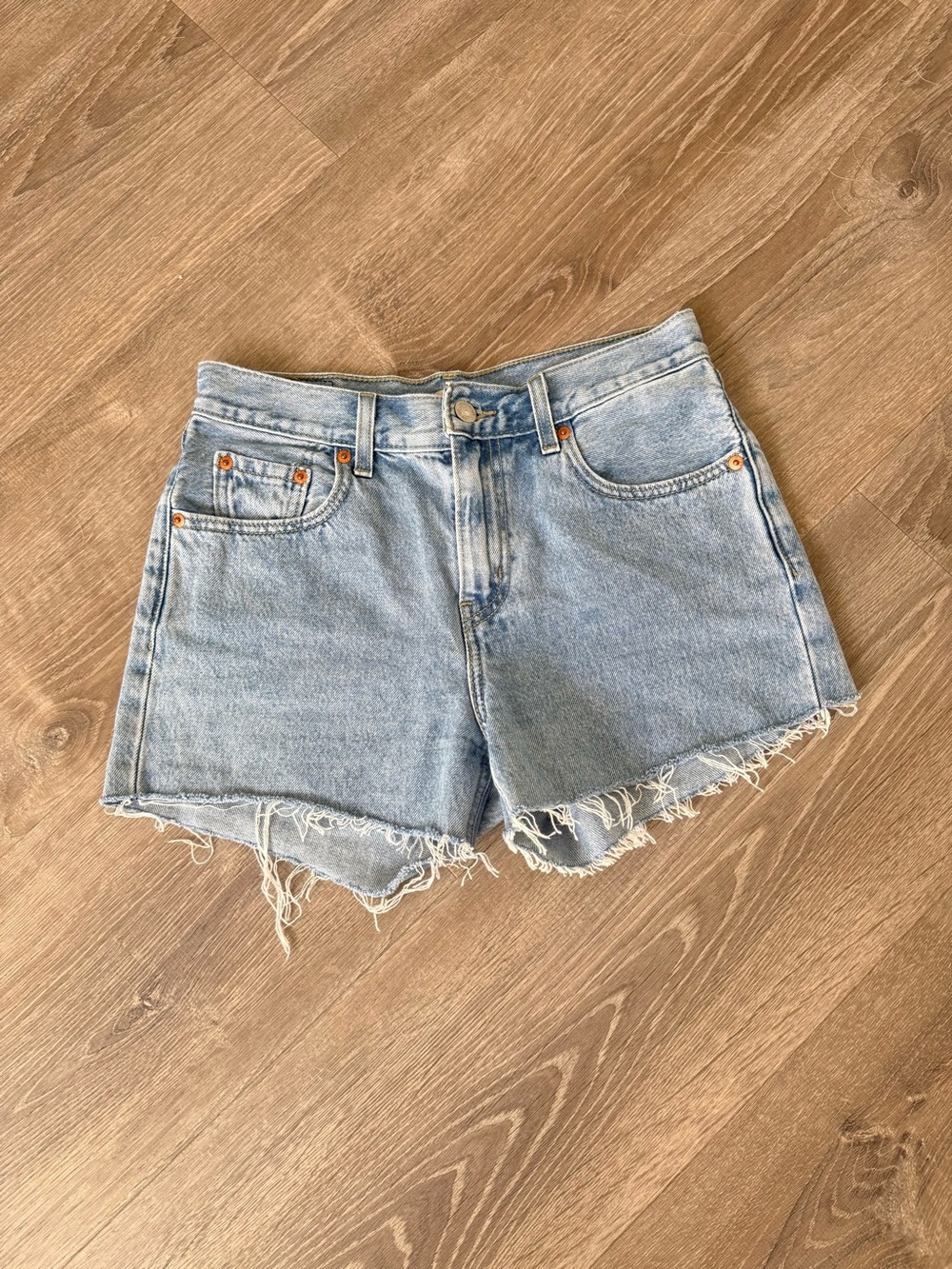 Levi's Frayed Hem Denim Shorts